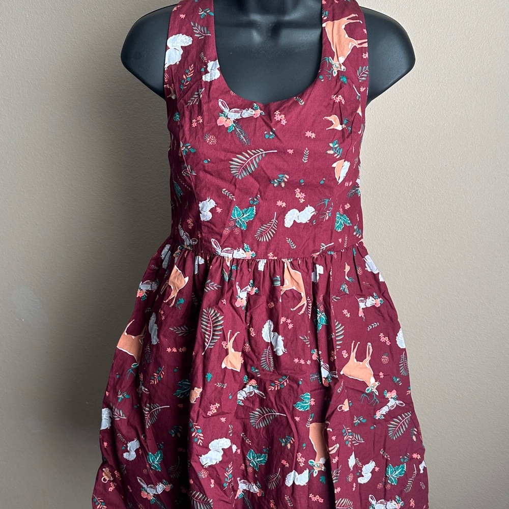 Modcloth Burgundy Woodland Creatures Dress - Picture 2 of 4